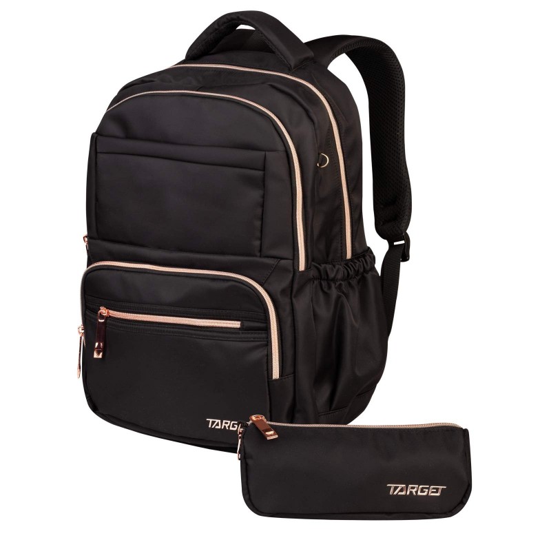 ŠOLSKI NAHRBTNIK TARGET S PERESNICO SET GLAMMER DEEP BLACK 28711 ***