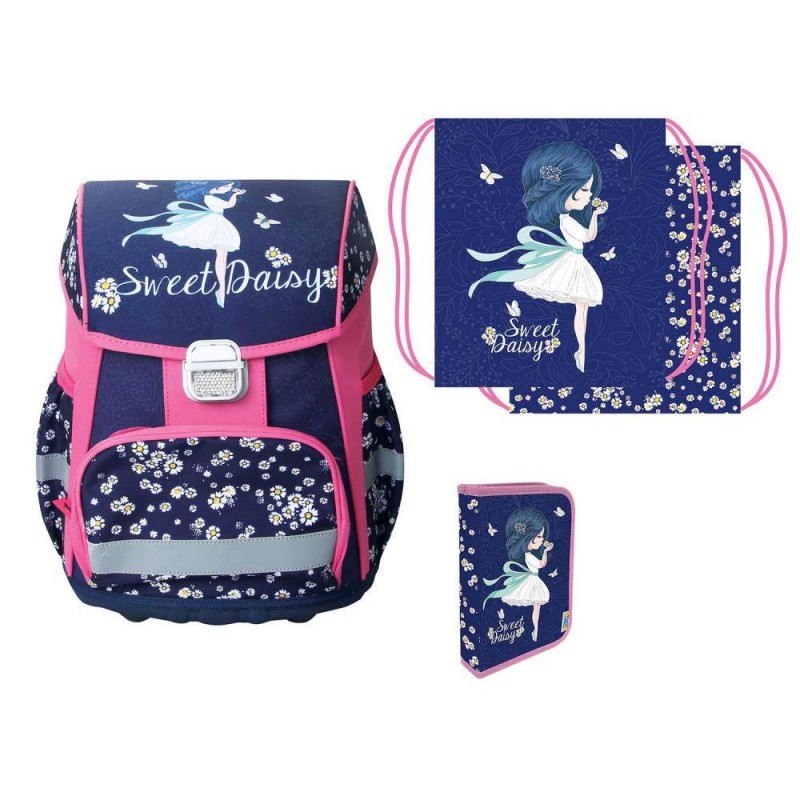 3-delna Ergonomska lahka šolska torba abc sweet daisy **** ZADNJA