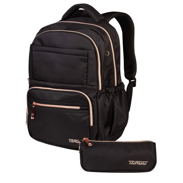 ŠOLSKI NAHRBTNIK TARGET S PERESNICO SET GLAMMER DEEP BLACK 28711 ***