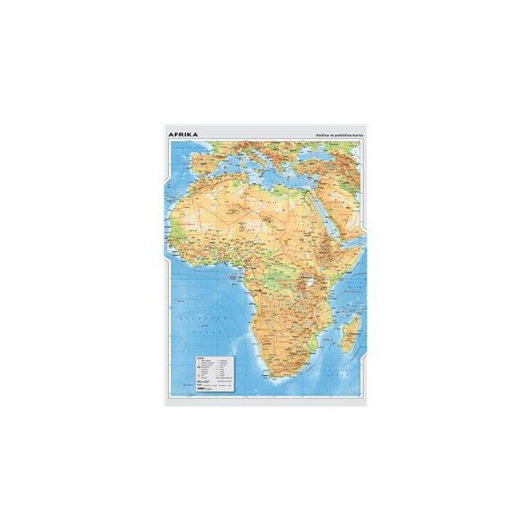 AFRIKA, stenski zemljevid - šolska karta 1:7M, 113x157 cm