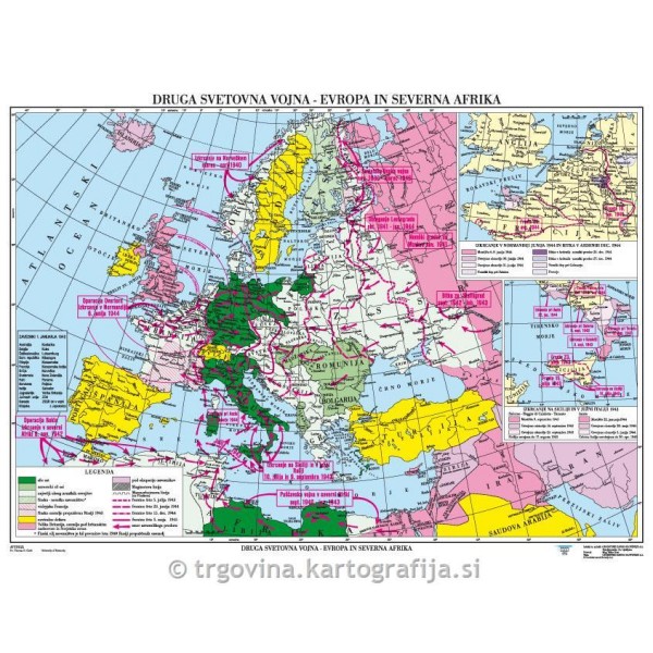 Zgodovinska karta: Druga sv. vojna - Evropa in S.Afrika -CP