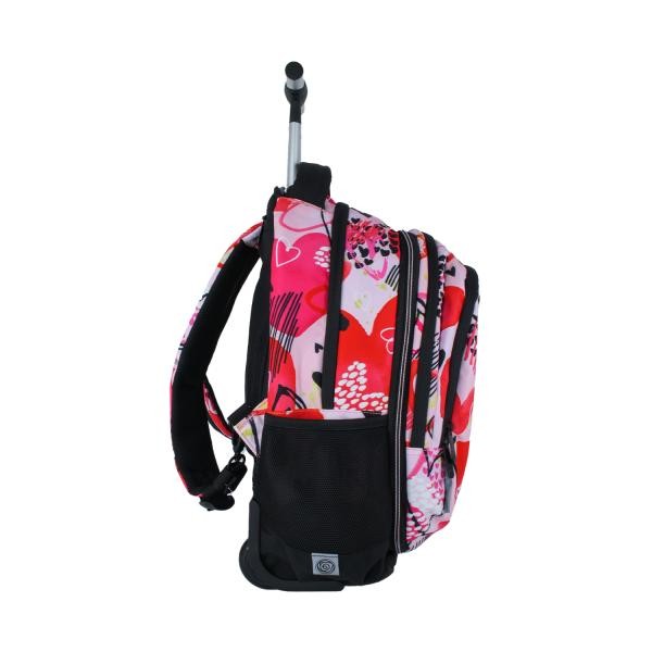 Nahrbtnik šolski trolley na kolesih KAOS 2 V 1 HEART QUEEN SRČKI