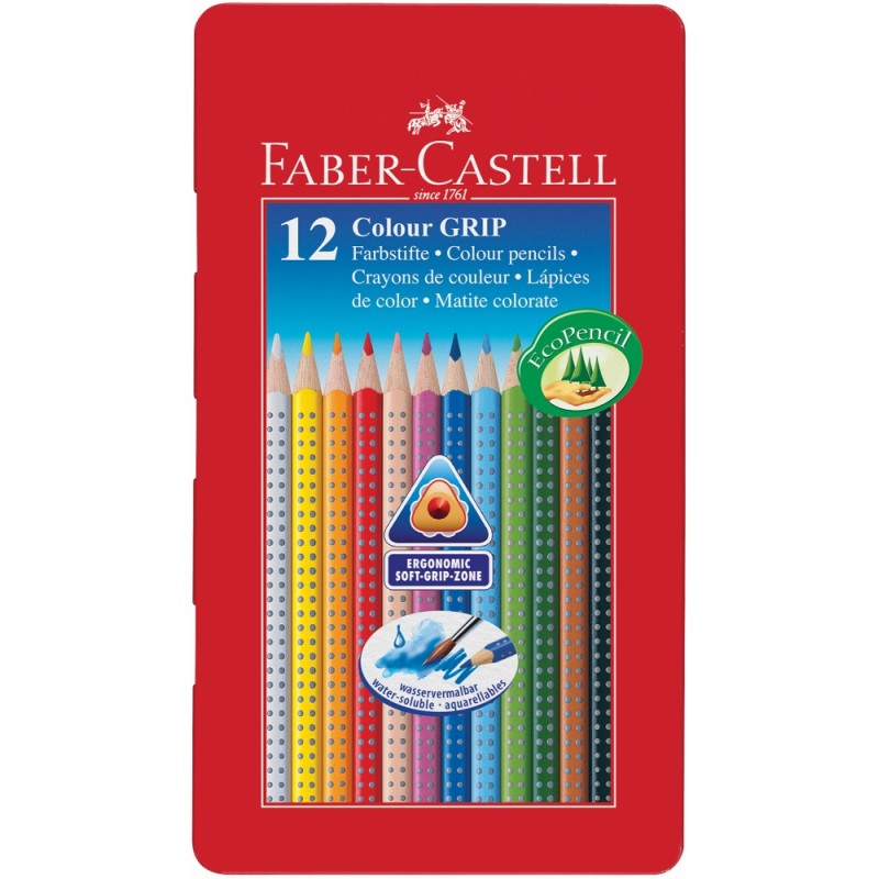 Barvice Faber-Castell Grip 12/1 v kovinski embalaži