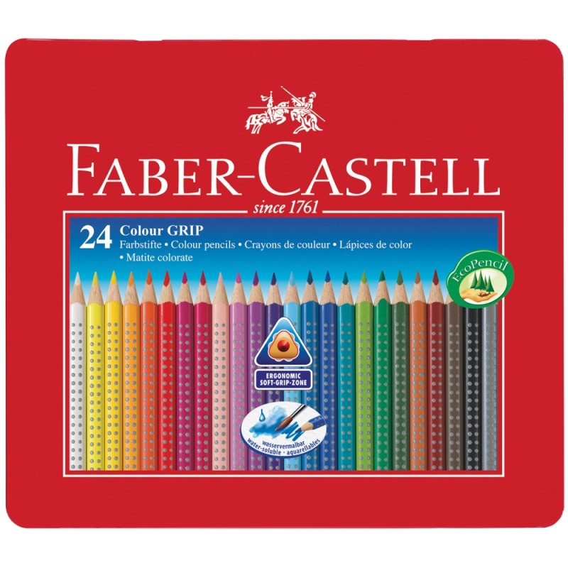 Barvice Faber-Castell Grip 24/1 v kovinski embalaži