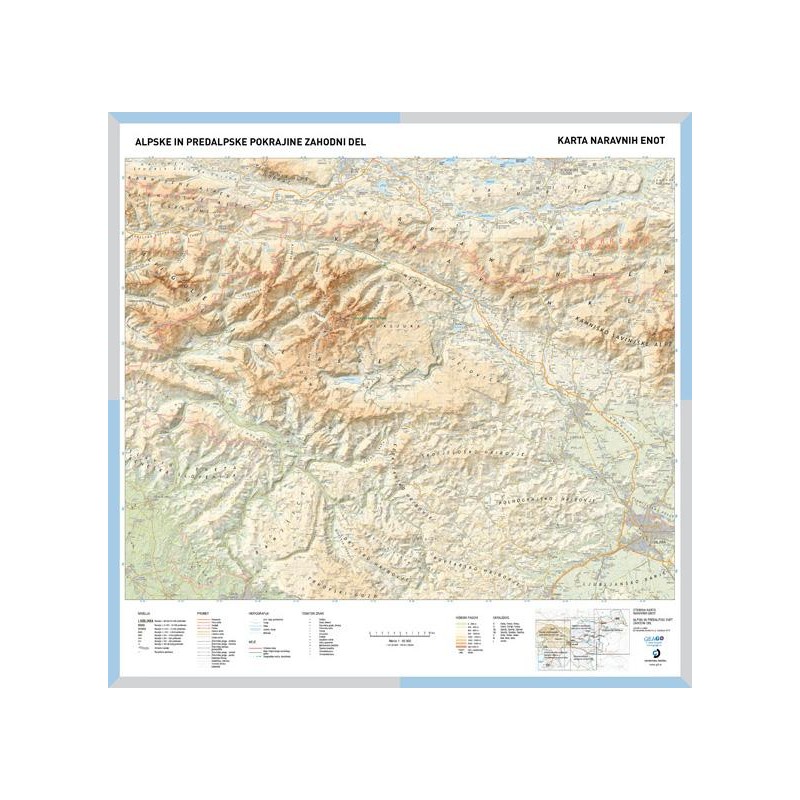 Šolska karta Alpska in predalpska pokrajina - zahodni del - Stenski zemljevid Alpskih in predalpskih  1 : 65000