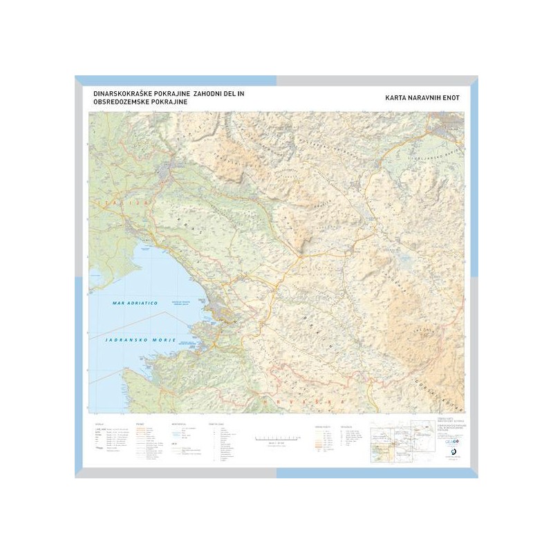 Šolska karta Dinarskokraške pokrajine - zahodni del in Obsredozemske pokrajine - Stenski zemljevid Dinarskokraških pokrajin - zahodni del in Obsredozemskih pokrajin
