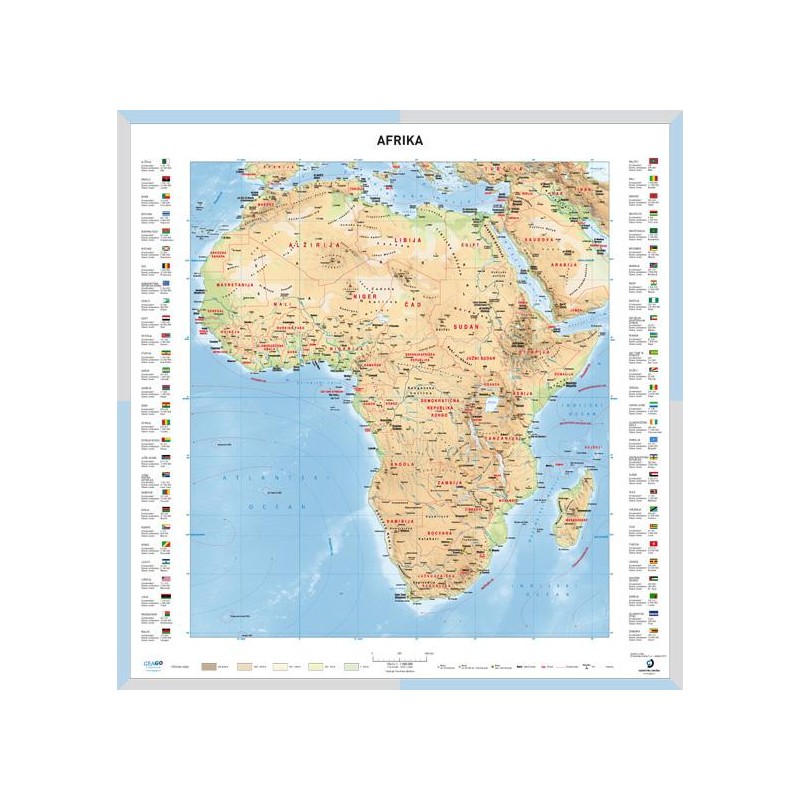 Šolska karta Afrike  - Stenski zemljevid Afrike 1 : 7000000