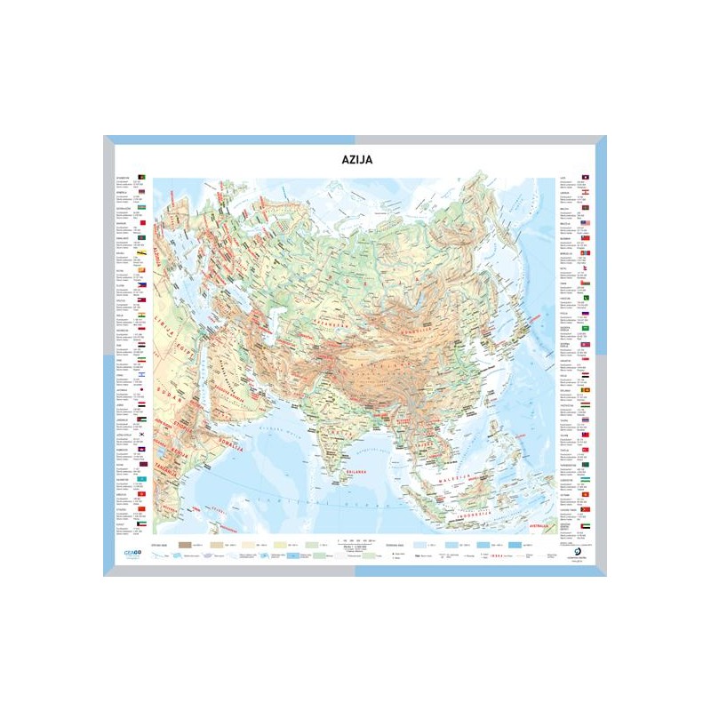 Šolska karta Azija - Stenski zemljevid Azije 1:9500000
