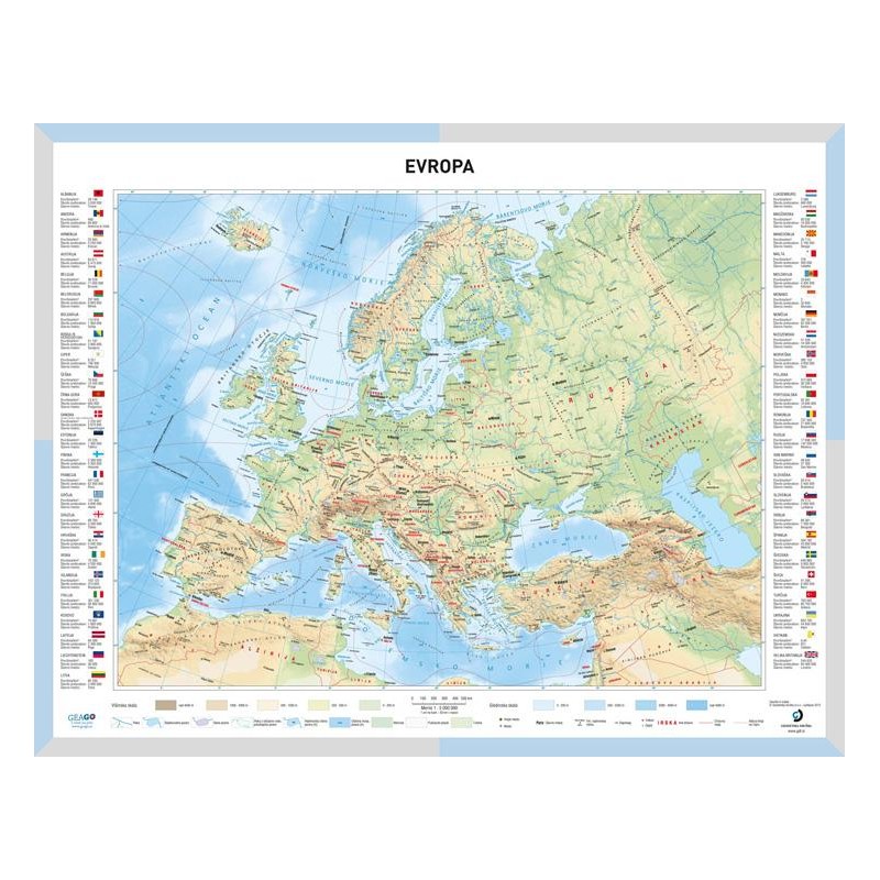 Šolska karta Evropa  - Stenski zemljevid Evrope 1 : 5000000