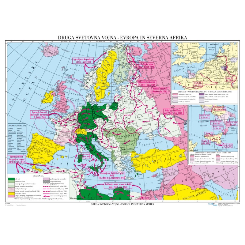 Šolska stenska karta Druga svetovna vojna - Evropa in Severna Afrika