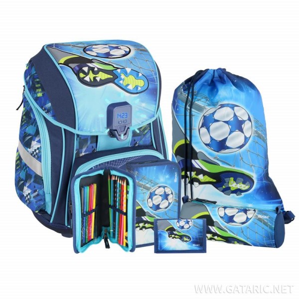 Set šolska torba nogomet Spirit 5-delni ABC set PREMIUM SMART FOOTBALL BLUE