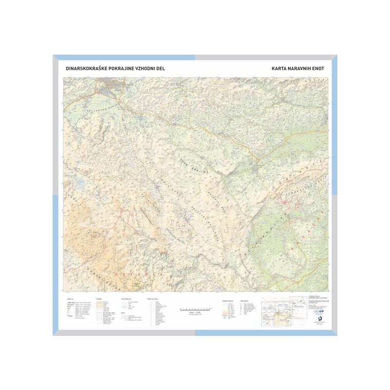Šolska karta Dinarskokraške pokrajine - vzhodni del - Stenski zemljevid Dinarskokraških pokrajin - vzhodni del