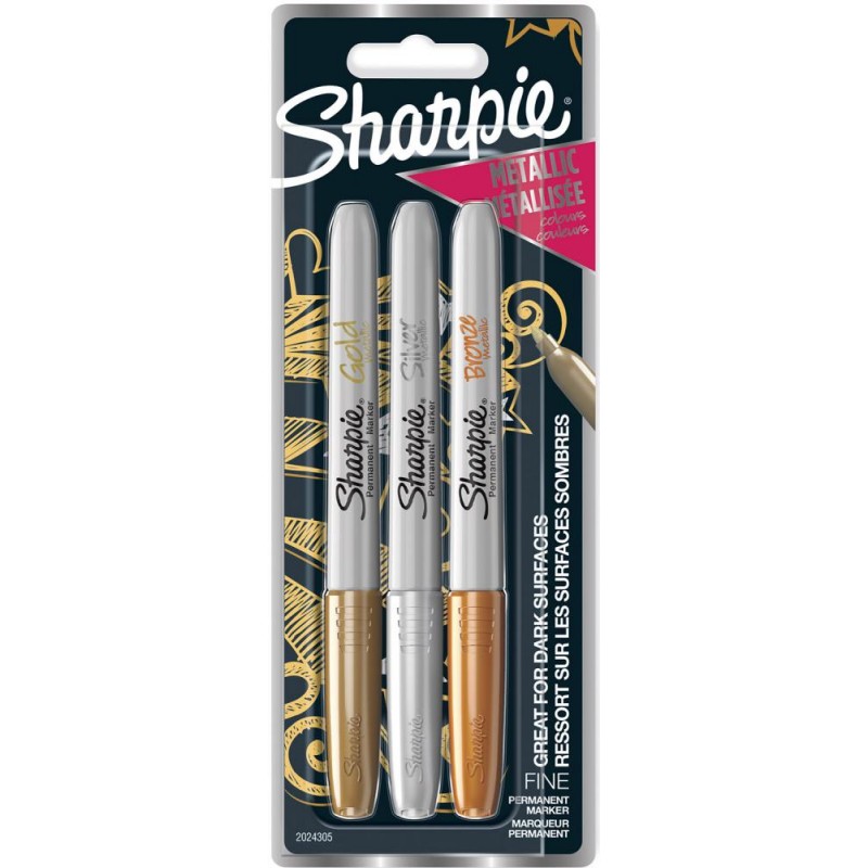 MARKER SHARPIE FINE 3/1 METALLIC-BLISTER