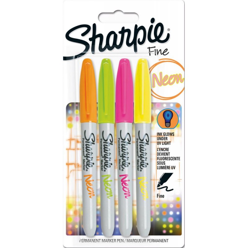 MARKER SHARPIE FINE 4/1 NEON-BLISTER