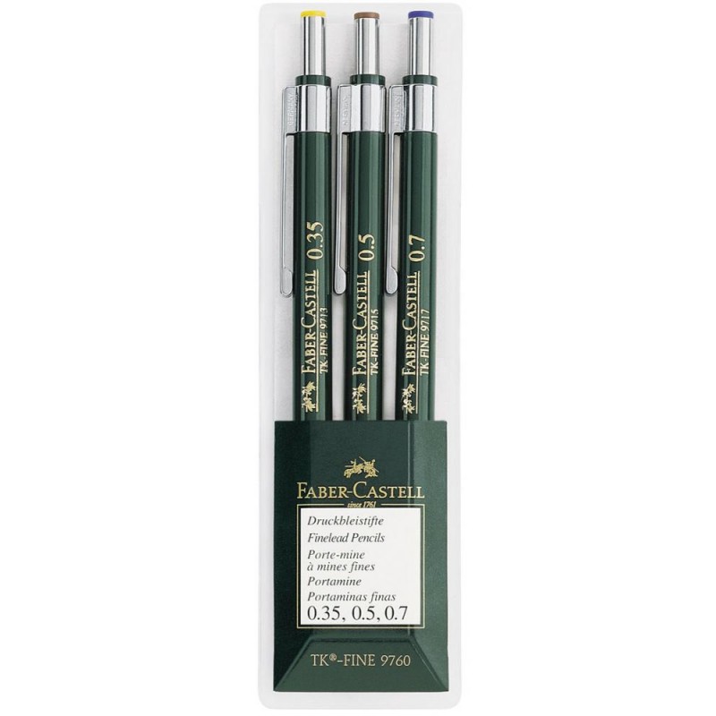 Tehnični svinčniki Faber-Castell TK Fine set treh  0,35, 0,5 in 0,7